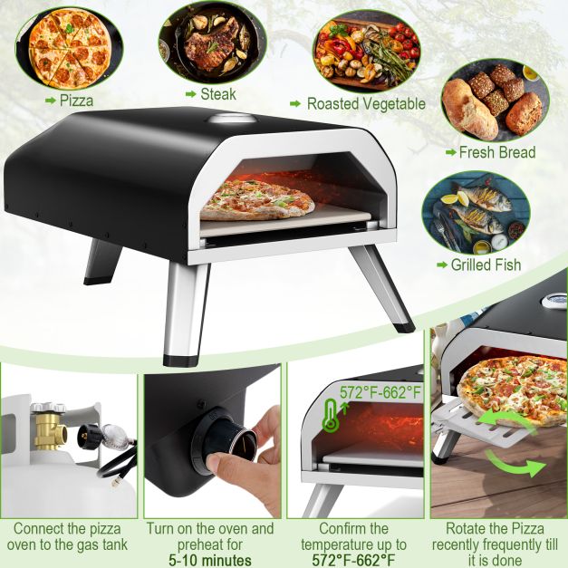 Stainless Steel Pizza Maker with Accessories Set and Storage Bag-Black - TidySpaces
