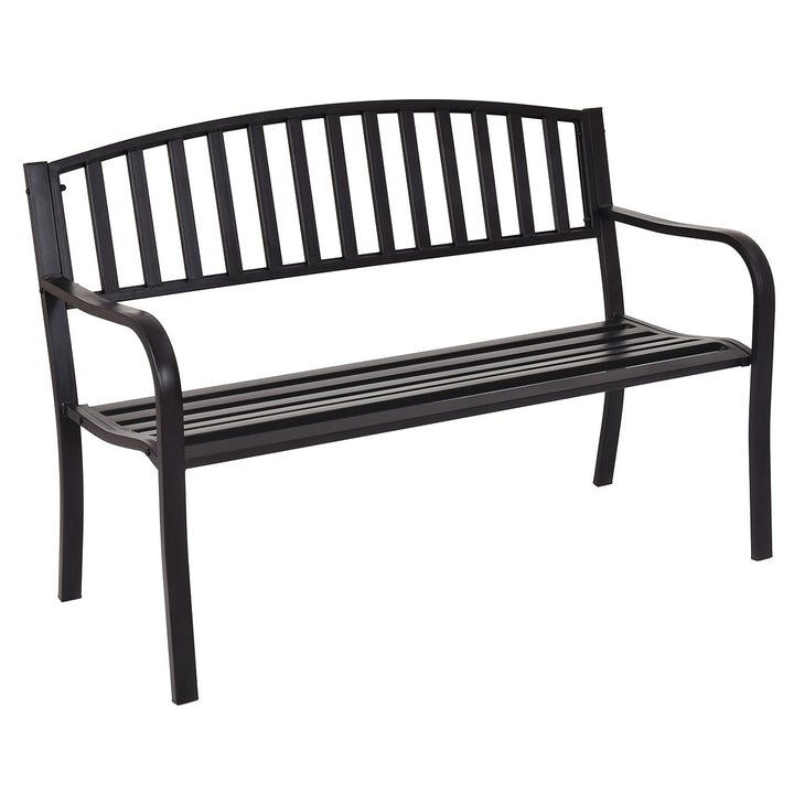 Steel Garden Bench Outdoor Patio Bench with Streak Design - TidySpaces