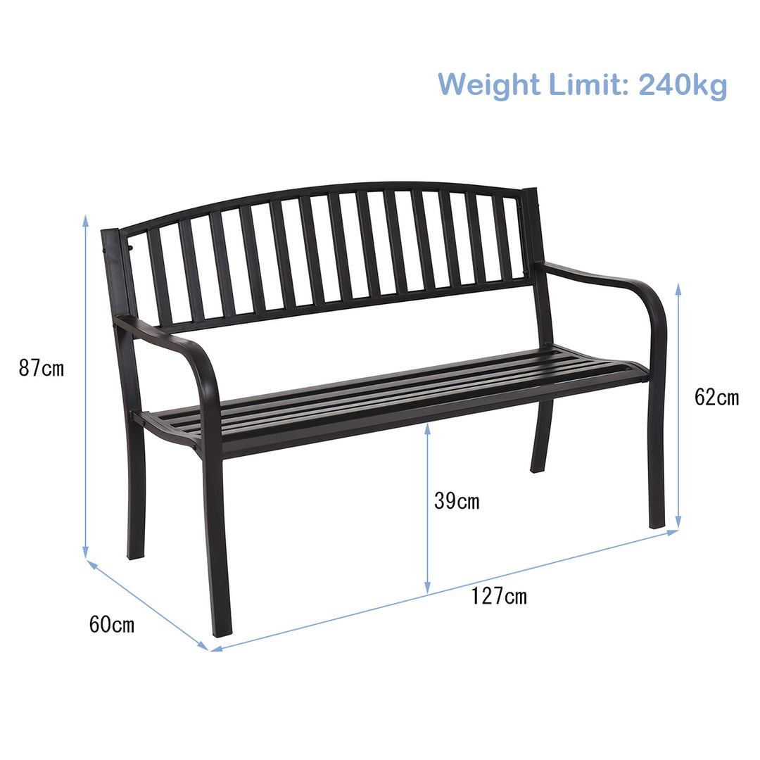 Steel Garden Bench Outdoor Patio Bench with Streak Design - TidySpaces