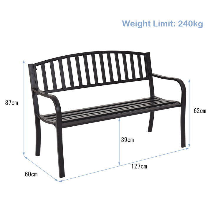 Steel Garden Bench Outdoor Patio Bench with Streak Design - TidySpaces
