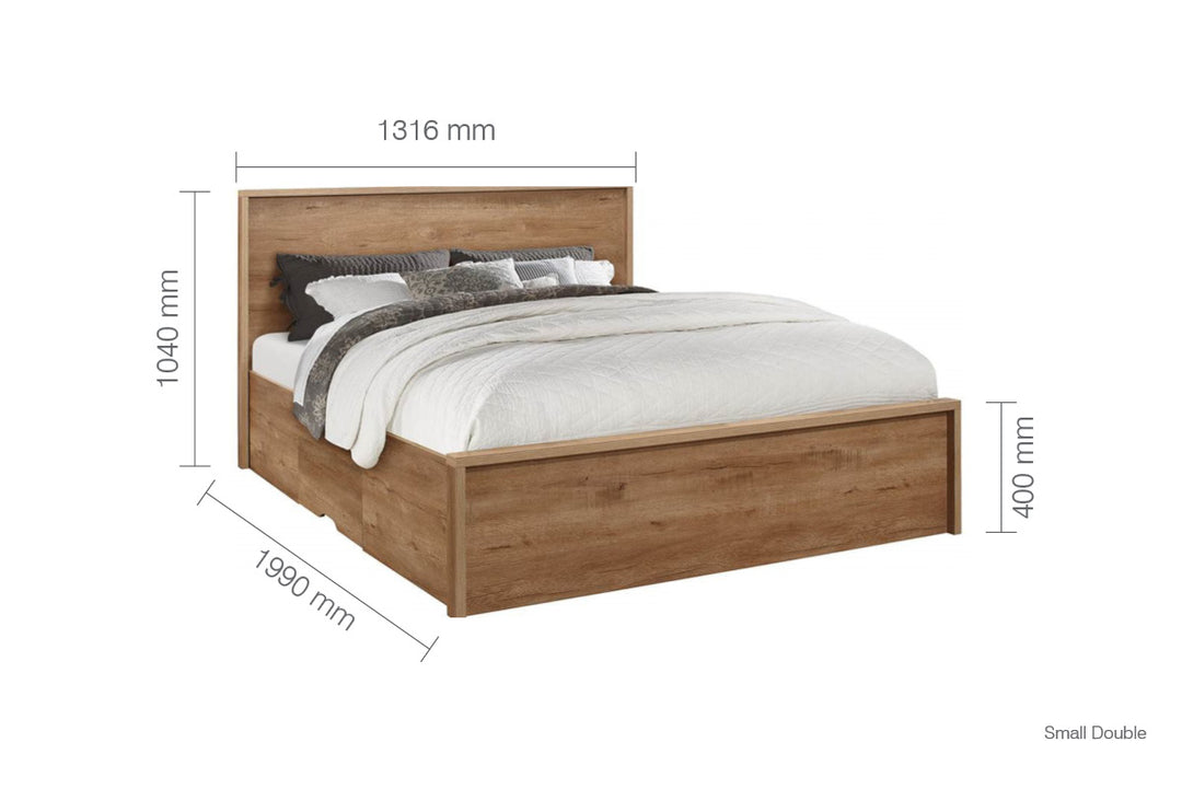 Stockwell Rustic Oak Bed with Spacious Drawers and Solid Slatted Base