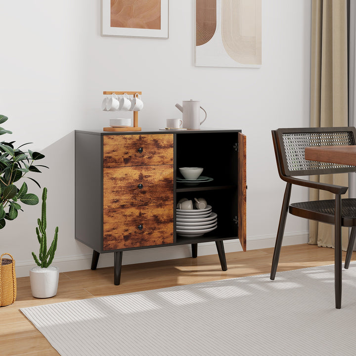 Storage Cabinet with 3 Drawer and 1 Side Cabinet Rustic - TidySpaces