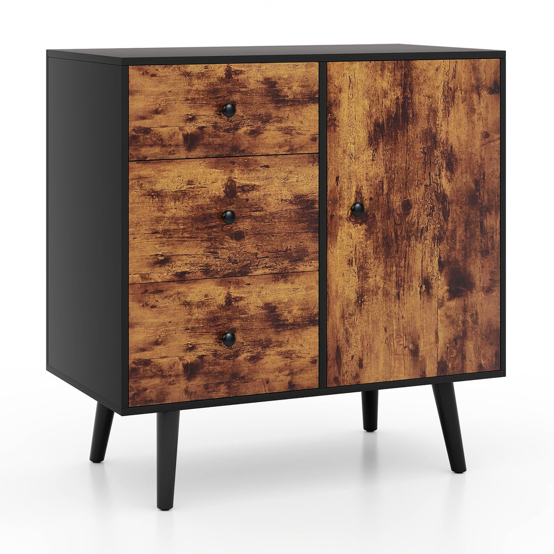 Storage Cabinet with 3 Drawer and 1 Side Cabinet Rustic Rustic Brown - TidySpaces