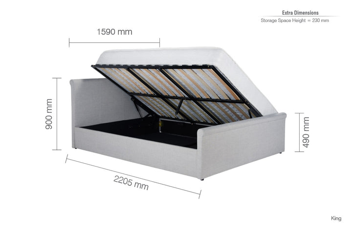 Stratus Ottoman Bed with Luxury Fabric Finish and Stylish Grey Upholstery