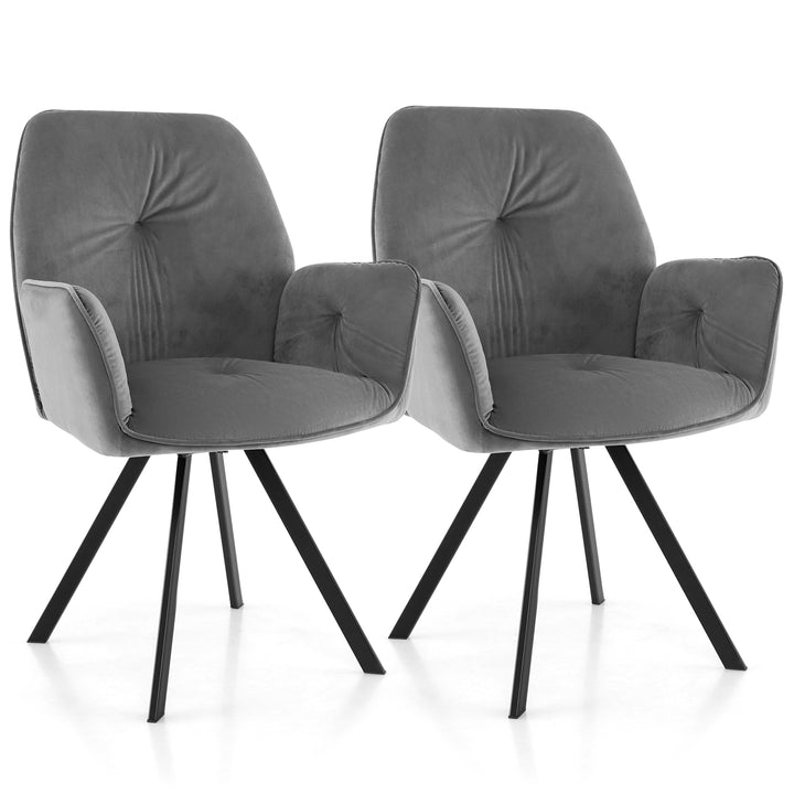 2 PCS Swivel Accent Arm Chairs with Metal Legs and Anti slip Foot Pads