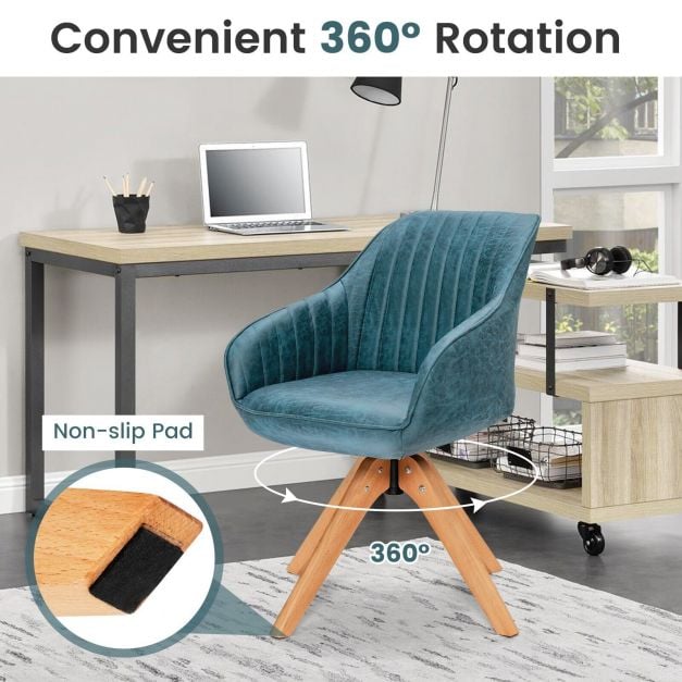Set of 2 360° Swivel Accent Chair with Solid Wood Legs