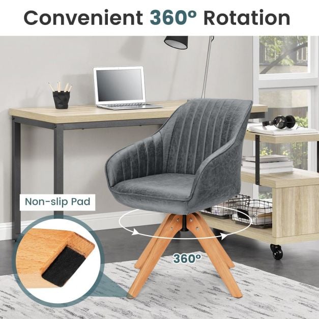 Set of 2 360° Swivel Accent Chair with Solid Wood Legs