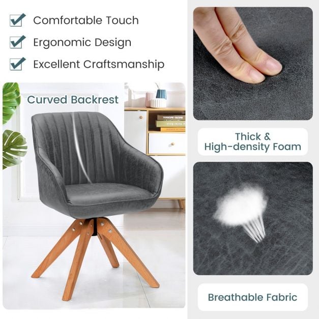 Set of 2 360° Swivel Accent Chair with Solid Wood Legs