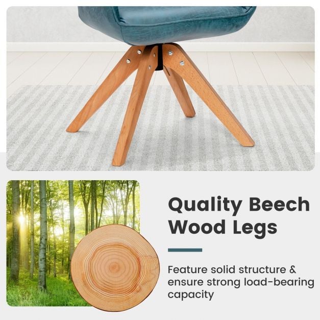 Set of 2 360° Swivel Accent Chair with Solid Wood Legs