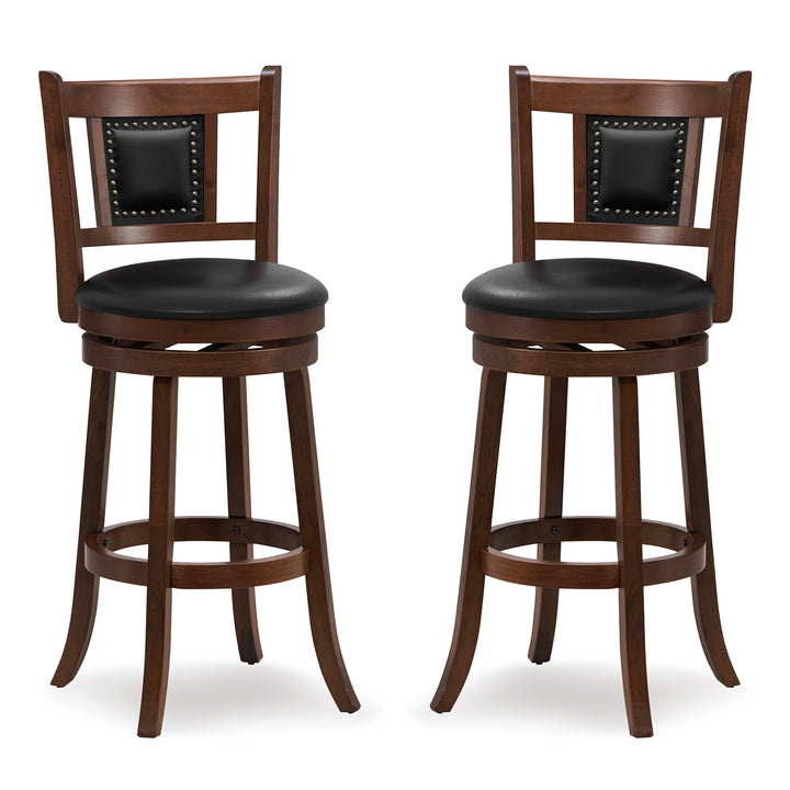 65/74 cm Swivel Bar Stool Set of 2 with Curved Backrest 25 Inches