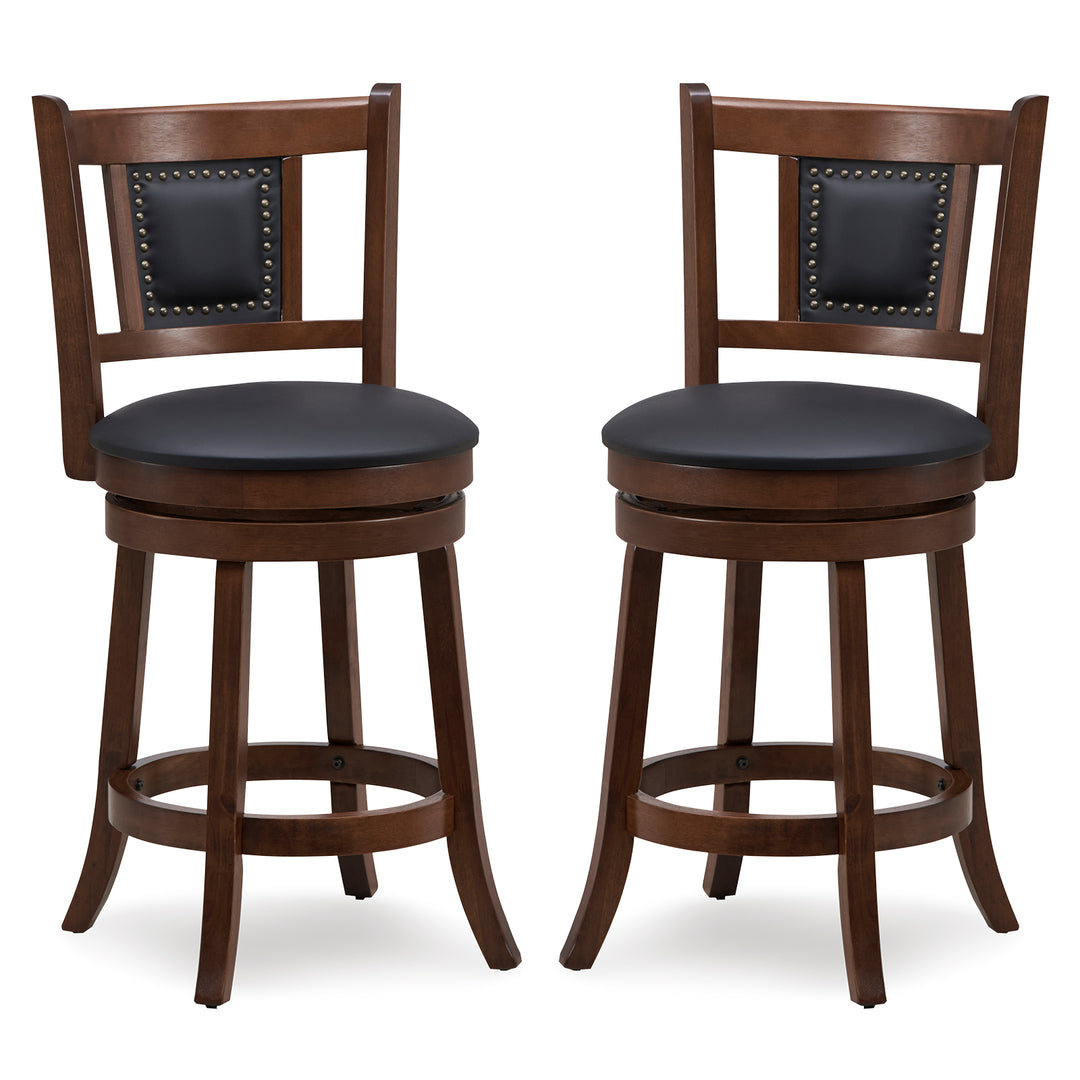 65/74 cm Swivel Bar Stool Set of 2 with Curved Backrest 25 Inches