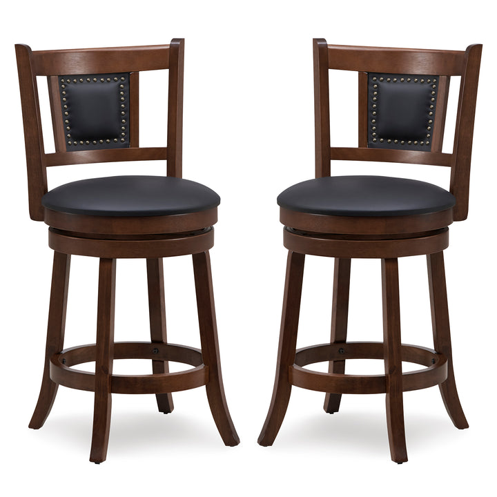 65/74 cm Swivel Bar Stool Set of 2 with Curved Backrest 25 Inches