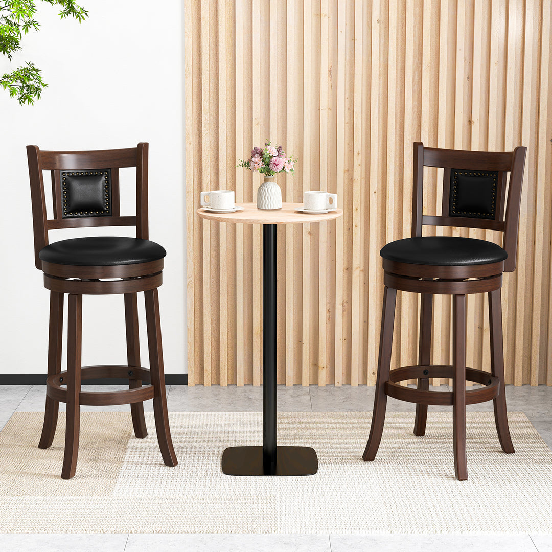 65/74 cm Swivel Bar Stool Set of 2 with Curved Backrest 25 Inches