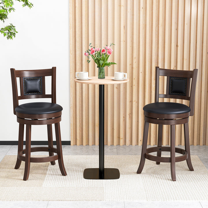 65/74 cm Swivel Bar Stool Set of 2 with Curved Backrest 25 Inches