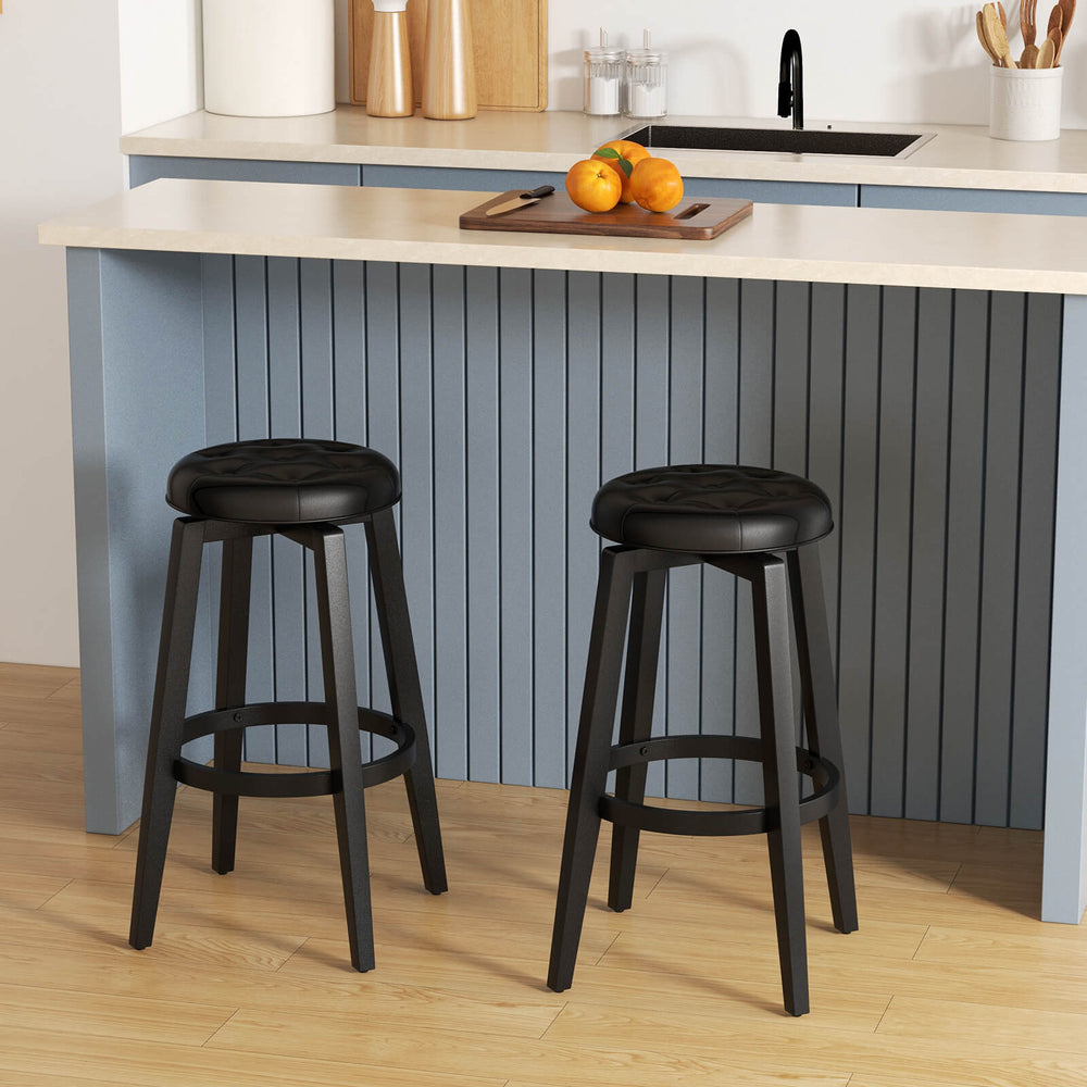 Swivel Bar Stool Set of 2 with Footrest Retro Black 76 cm - TidySpaces