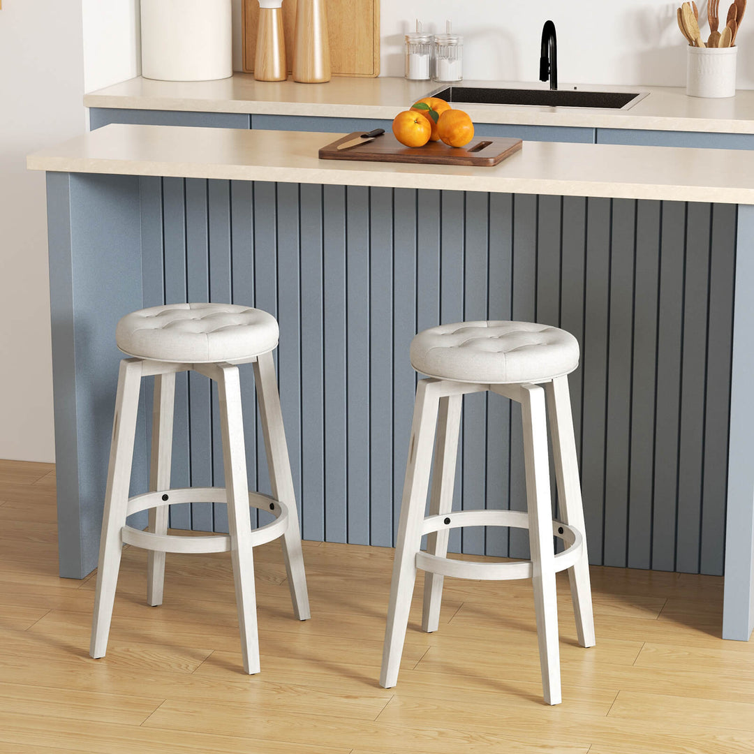 Swivel Bar Stool Set of 2 with Footrest Retro Black 76 cm - TidySpaces