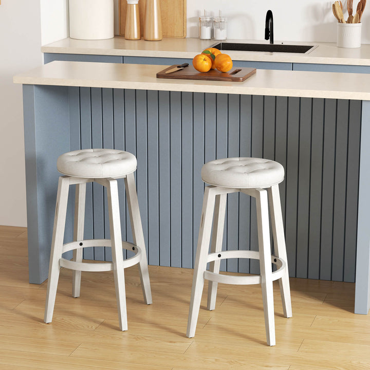 Swivel Bar Stool Set of 2 with Footrest Retro Black 76 cm - TidySpaces