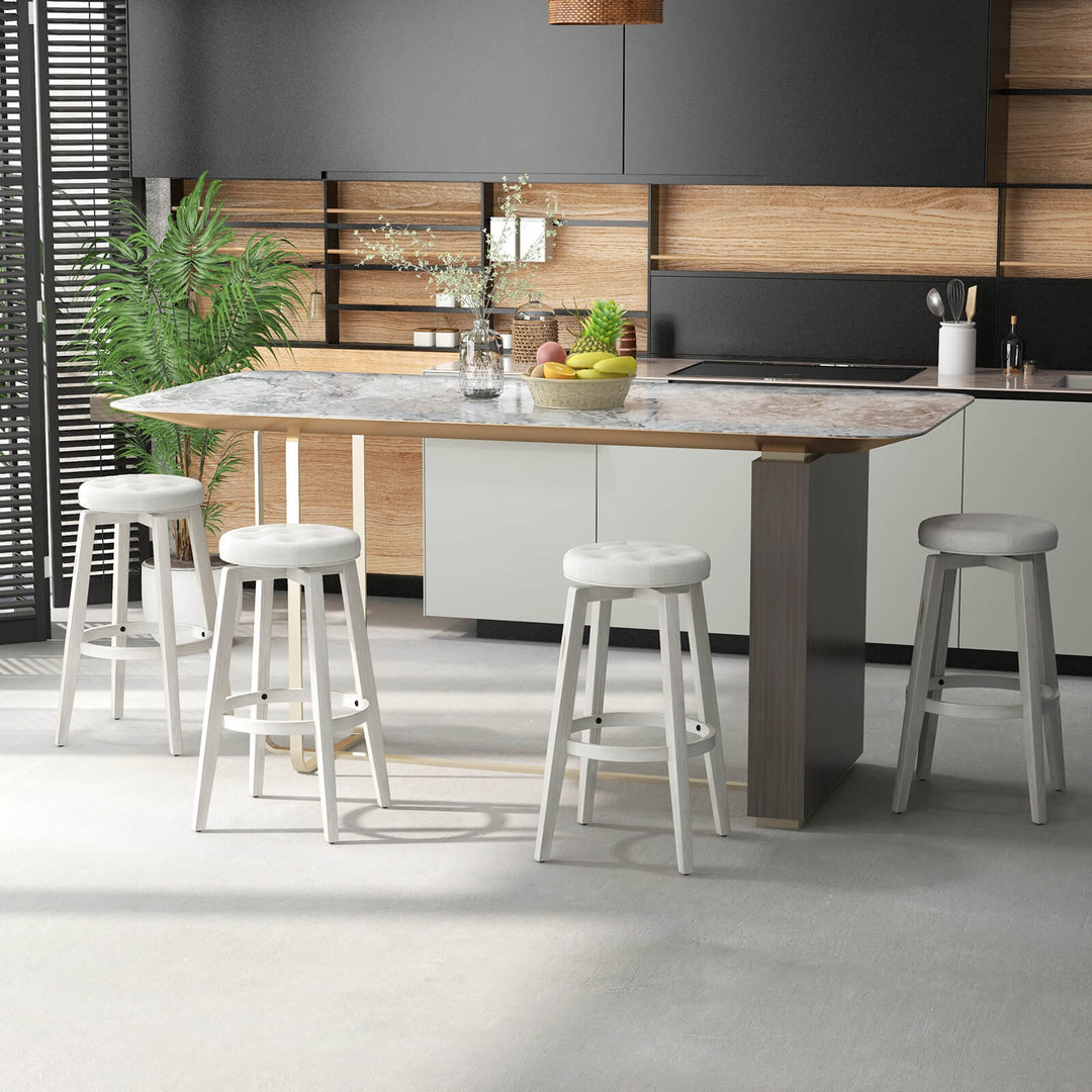 Swivel Bar Stool Set of 2 with Footrest Retro Black 76 cm - TidySpaces