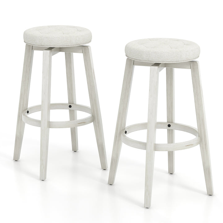 Swivel Bar Stool Set of 2 with Footrest Retro Black 76 cm cm29 - TidySpaces