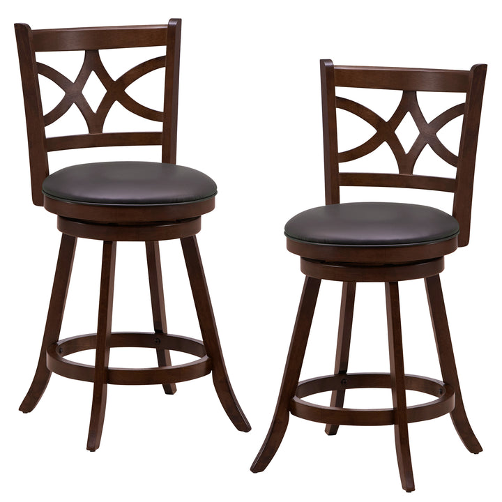 61/74 cm Swivel Counter Height Bar Stools with Backrest and Footrest 61 cm