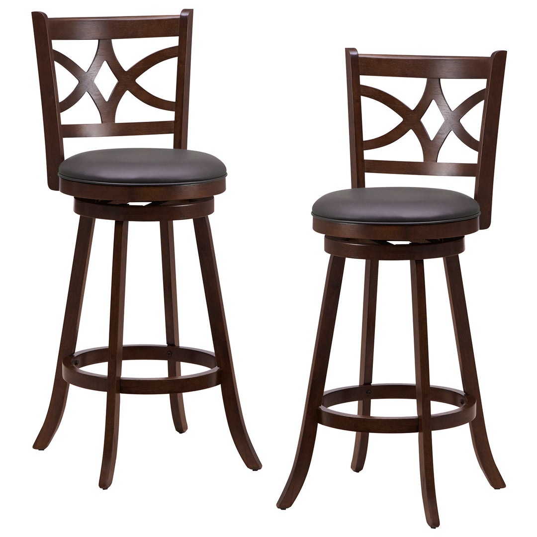 61/74 cm Swivel Counter Height Bar Stools with Backrest and Footrest 61 cm