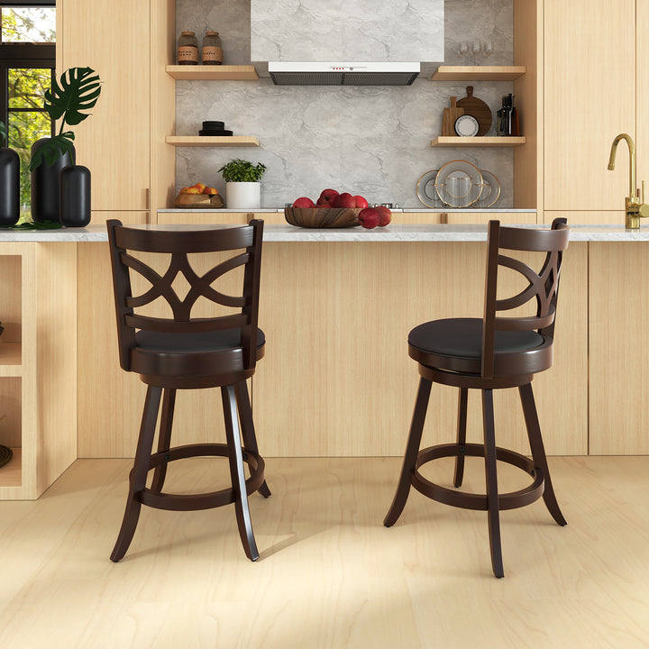 61/74 cm Swivel Counter Height Bar Stools with Backrest and Footrest 61 cm