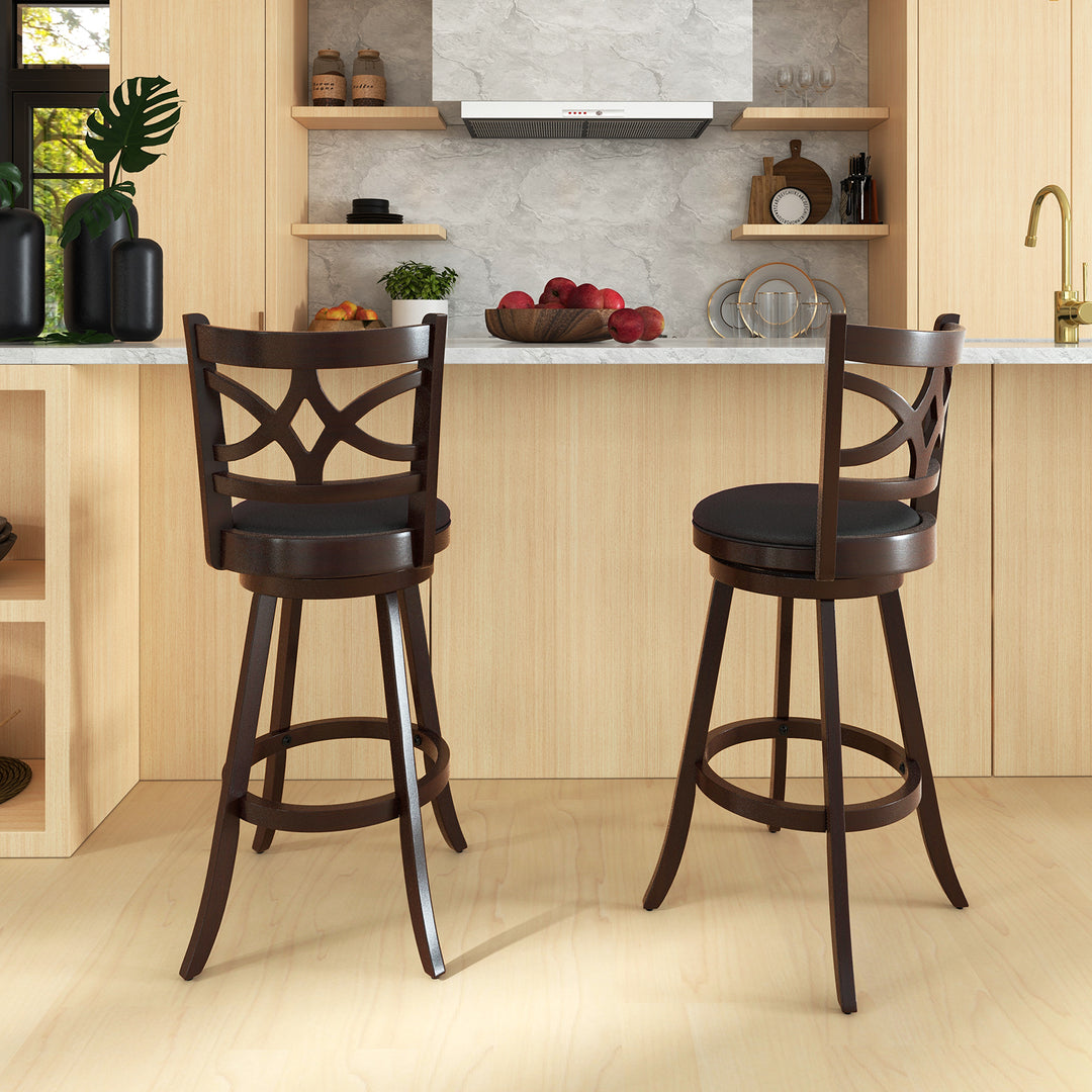 61/74 cm Swivel Counter Height Bar Stools with Backrest and Footrest 61 cm