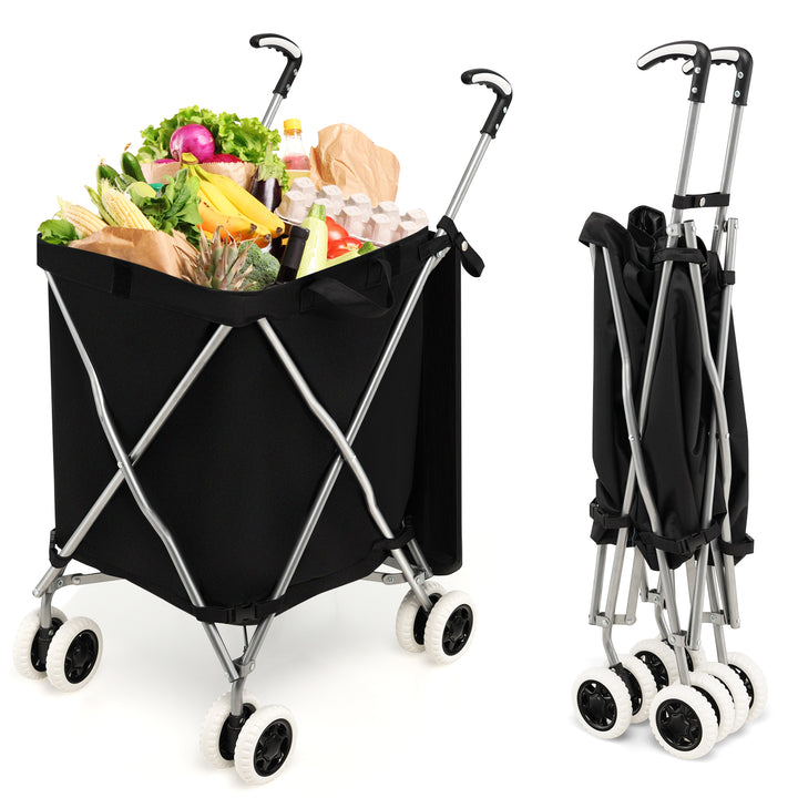 90L Folding Shopping Trolley with Removable Waterproof Bag and Cove