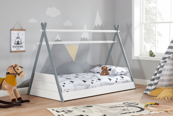 Adventure Teepee Single Bed with Solid Slatted Base for Children's Rooms