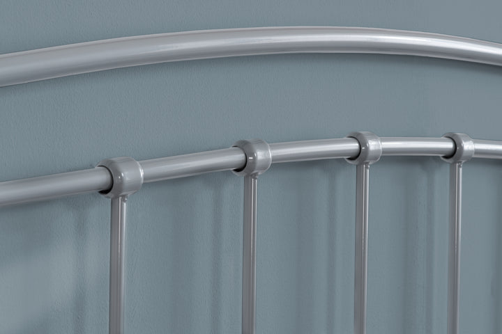 Modern Tetras Bed with Sprung Slatted Base and Stylish Silver Finish