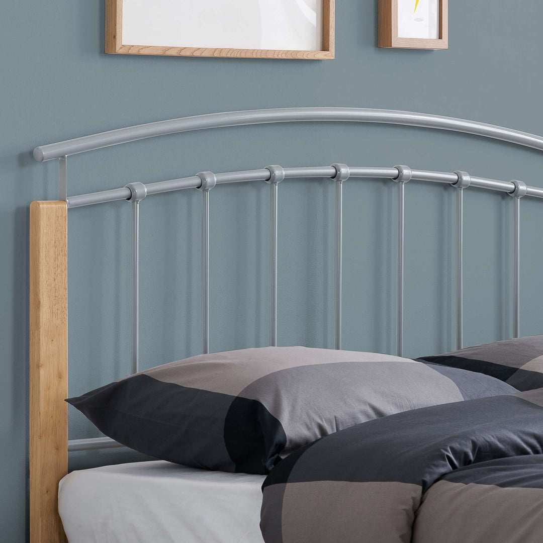 Modern Tetras Bed with Sprung Slatted Base and Stylish Silver Finish