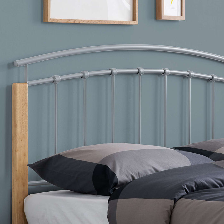 Modern Tetras Bed with Sprung Slatted Base and Stylish Silver Finish
