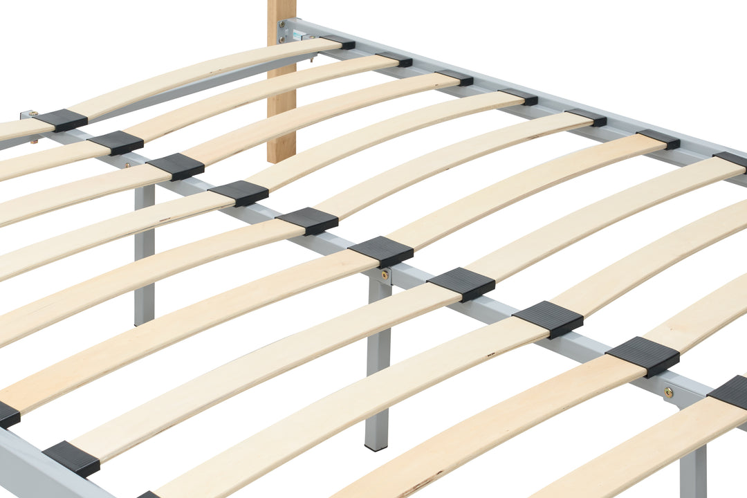 Modern Tetras Bed with Sprung Slatted Base and Stylish Silver Finish