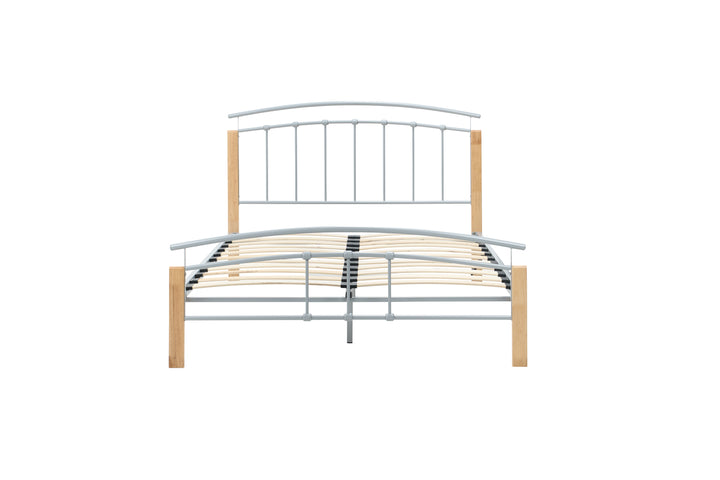 Modern Tetras Bed with Sprung Slatted Base and Stylish Silver Finish