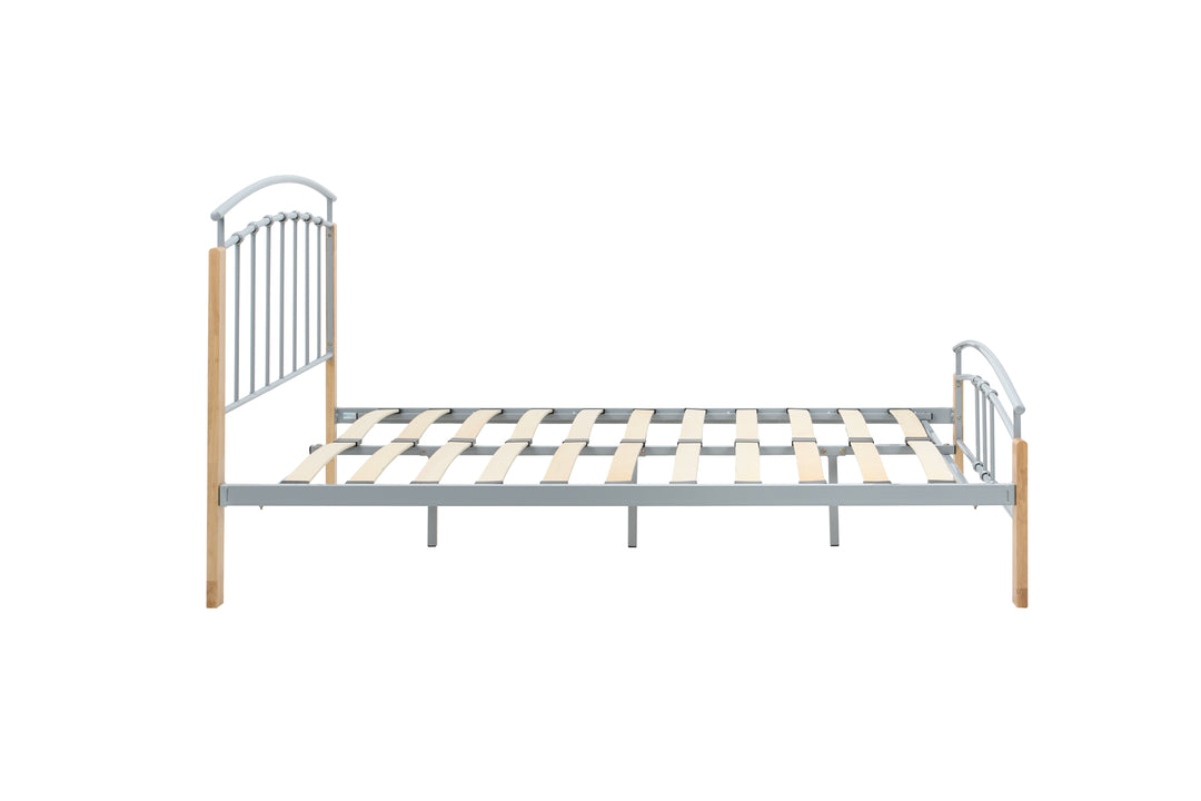 Modern Tetras Bed with Sprung Slatted Base and Stylish Silver Finish