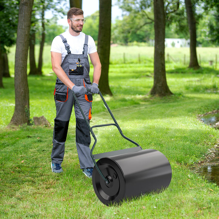 60L Garden Lawn Roller with U-Shaped Handle and Removable Drain Plug