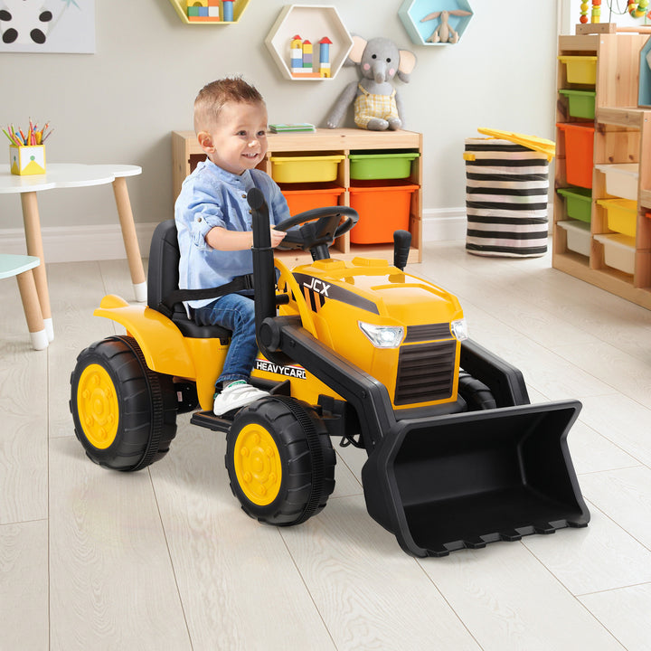 12V Battery Powered Bulldozer Digger with Adjustable Digging Bucket-Yellow