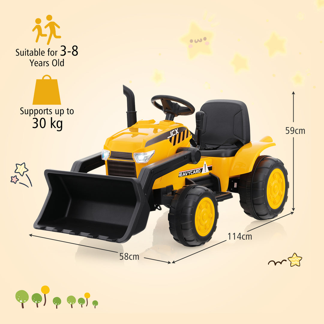 12V Battery Powered Bulldozer Digger with Adjustable Digging Bucket-Yellow