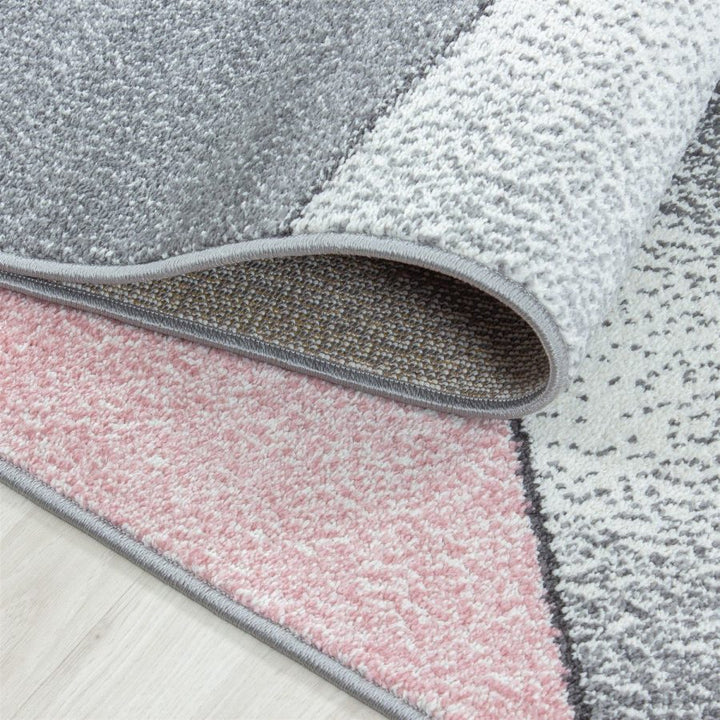 Blush Pink Grey Pastel Geometric Rug