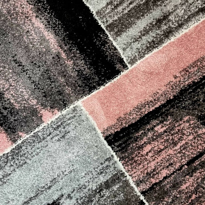 Pink Grey Black Geometric Abstract Rug