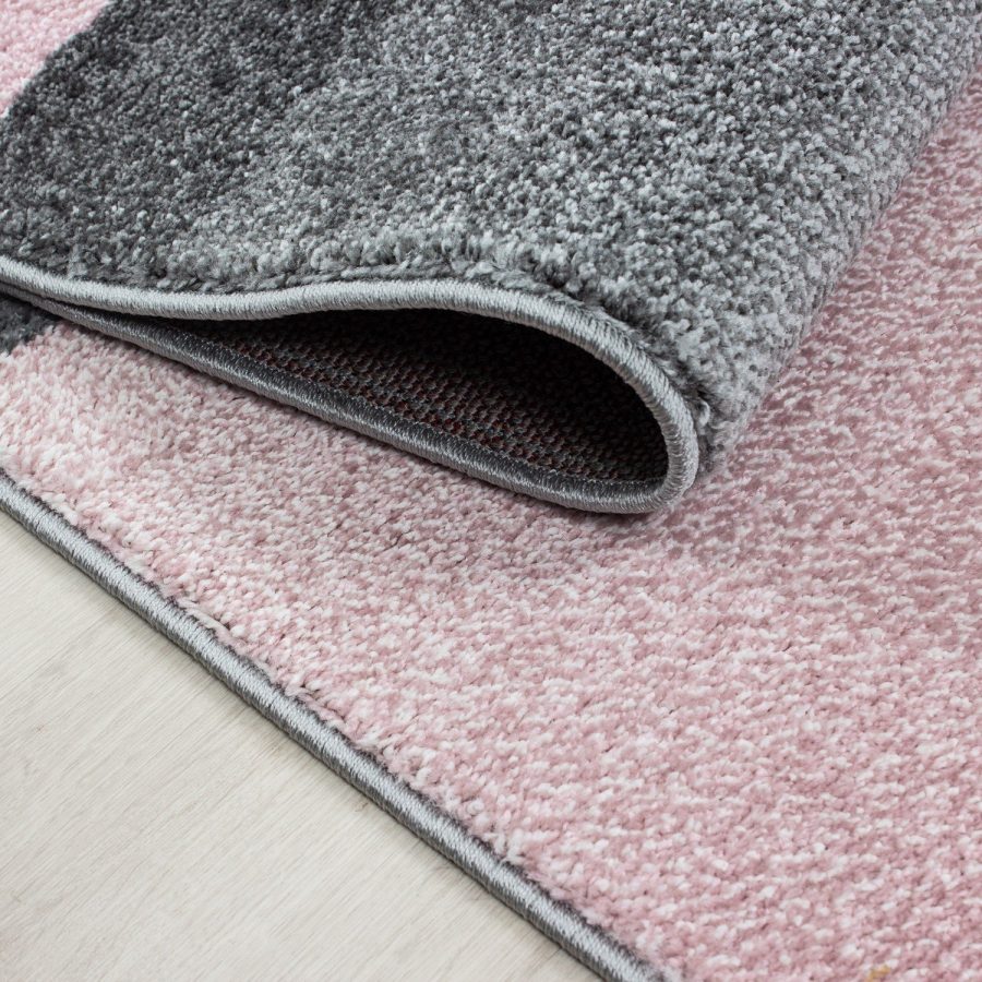 Grey Pink Geometric Rug