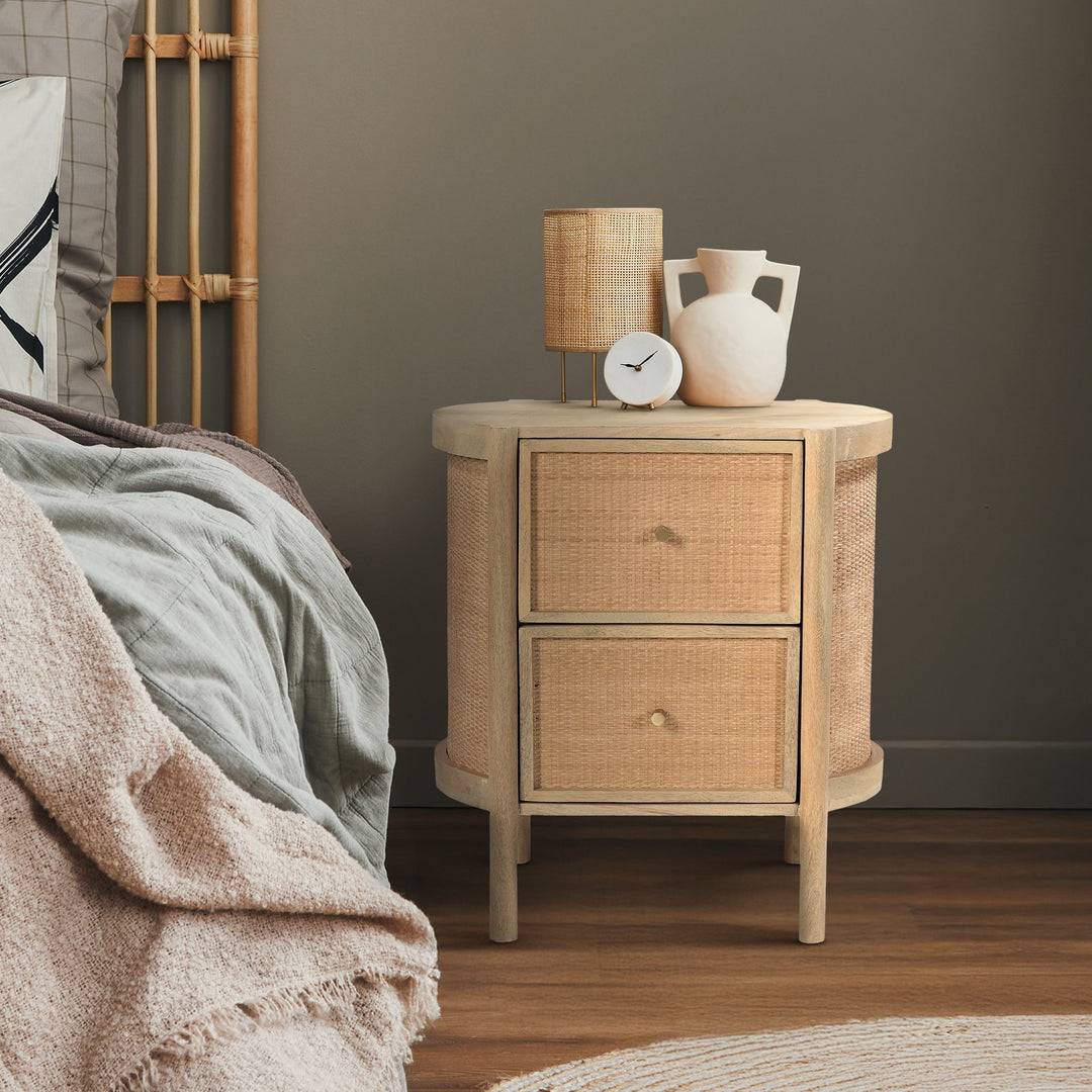 Dylan Two Drawer Side Table Natural - TidySpaces