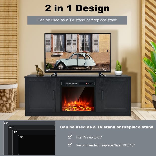 TV Stand for 65 Inches TVs with Storage Cabinets and Adjustable Shelves