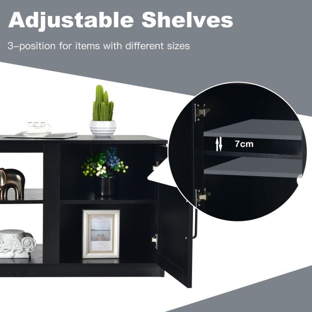 TV Stand for 65 Inches TVs with Storage Cabinets and Adjustable Shelves