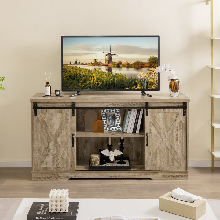 TV Stand with Adjustable Shelves for TVs up to 65 Inches-Grey