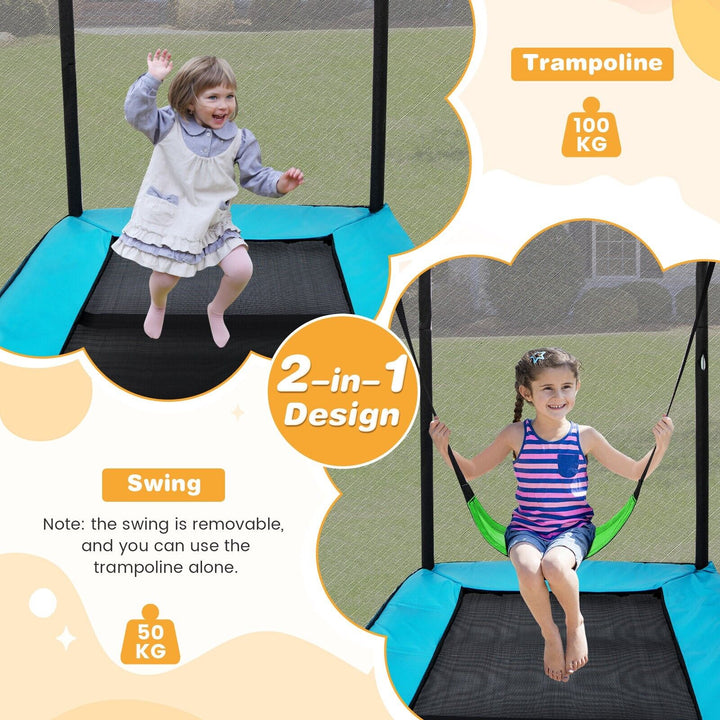 6 Feet Kids Trampoline with Swing and Enclosure Safety Net