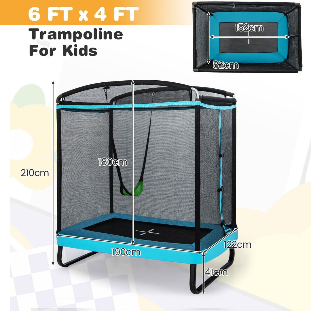 6 Feet Kids Trampoline with Swing and Enclosure Safety Net