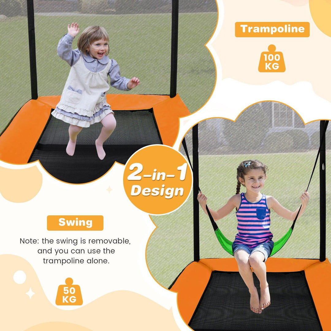 6 Feet Kids Trampoline with Swing and Enclosure Safety Net