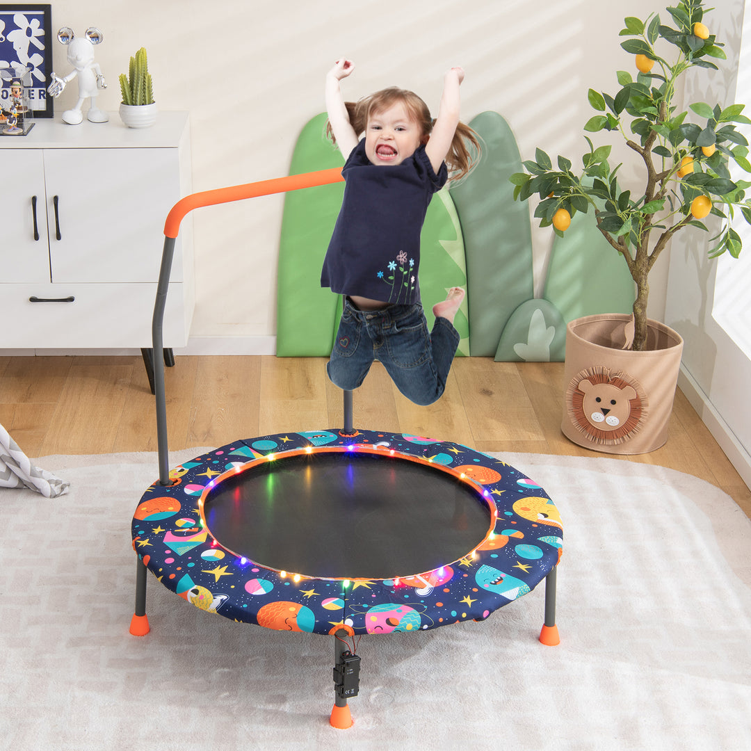 Mini Trampoline for Children with LED Lights and Padded Safety Handle