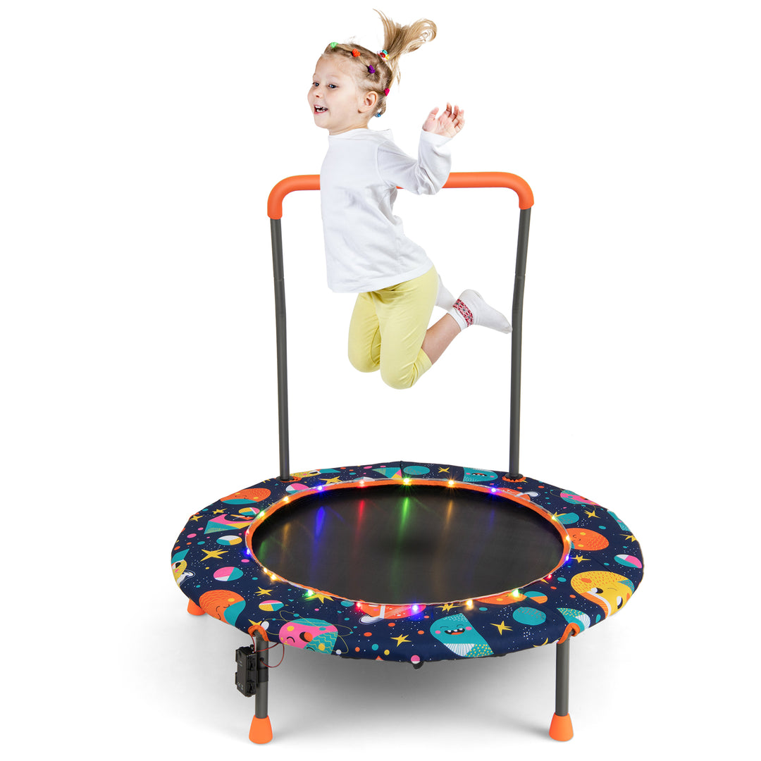 Mini Trampoline for Children with LED Lights and Padded Safety Handle